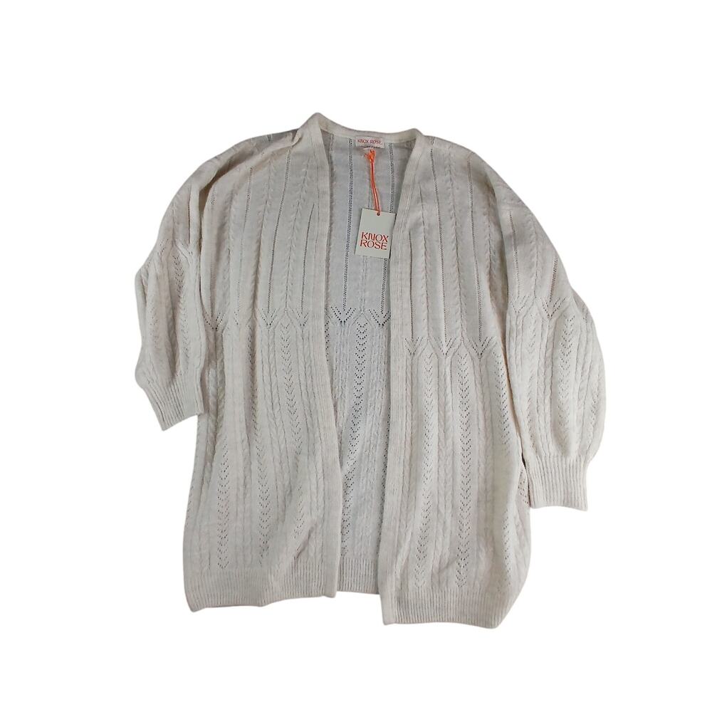 Knox Rose Sweater Women Small White Ivory Cardigan Long Sleeve Knit Target NWT